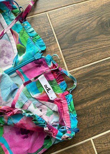 Adl Işık Çiçekli Askılı Elbise - Görsel 3