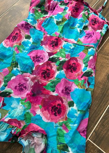 Adl Işık Çiçekli Askılı Elbise - Görsel 2