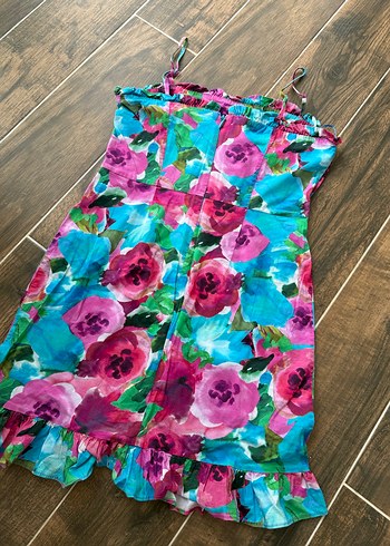 Adl Işık Çiçekli Askılı Elbise - Görsel 4