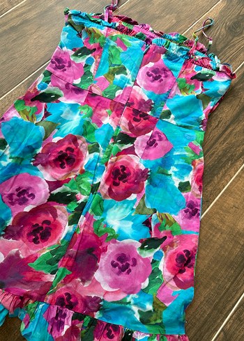 Adl Işık Çiçekli Askılı Elbise - Görsel 5