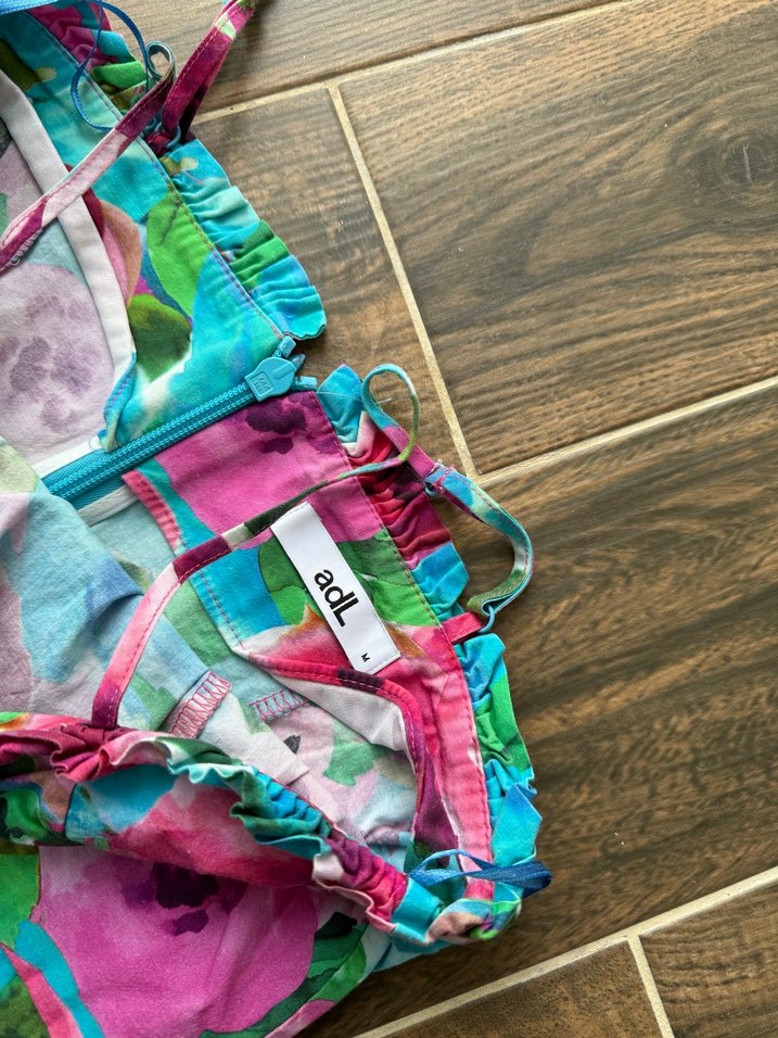 Adl Işık Çiçekli Askılı Elbise - Görsel 3