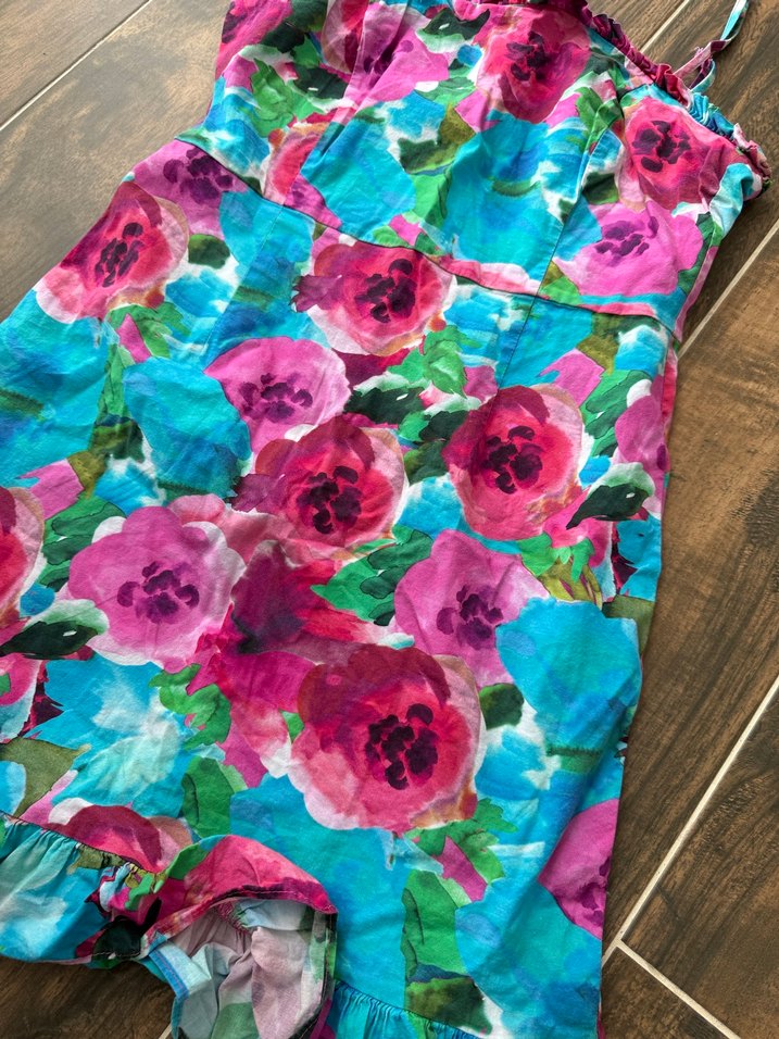 Adl Işık Çiçekli Askılı Elbise - Görsel 2