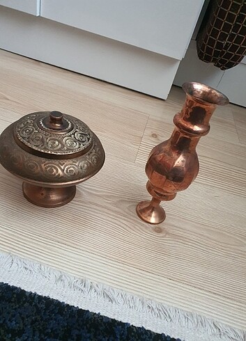 Bakır şamdan ve şekerlik  - Görsel 3