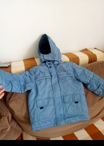 Kapüşonlu Kemerli Gri Erkek Çocuk Kot Ceket - Görsel 4