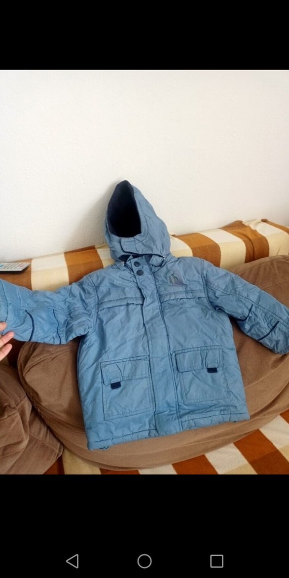 Kapüşonlu Kemerli Gri Erkek Çocuk Kot Ceket - Görsel 4