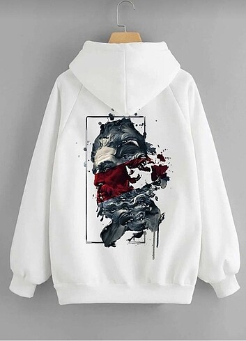 Baskılı Kapşonlu swehetshirt siyah ve Gri renk mevcut 