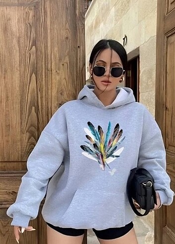 Baskılı Kapşonlu swehetshirt 