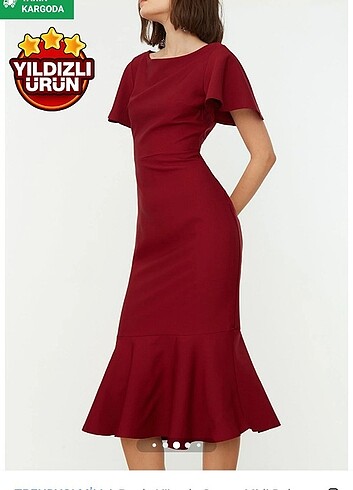 44 Beden bordo Renk Bordo Abiye Elbise