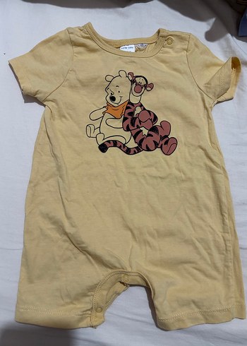 3 Ay Beden Bej Kısa Kollu Bebek Tulum Pooh Baskılı