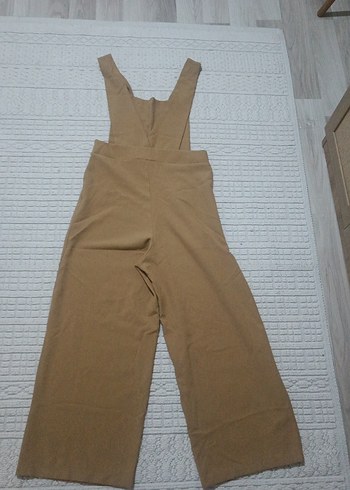 Düğmeli Bej Midi Kadın Tulum - Görsel 4