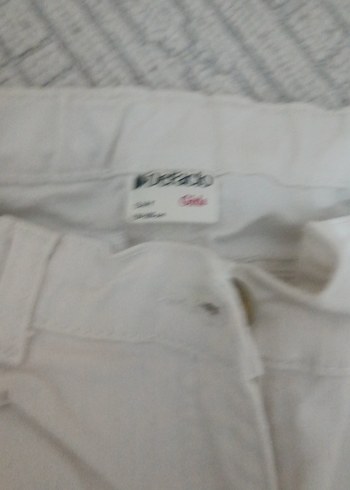 Beyaz Kemerli kız çocuk Keten Pantolon - Görsel 2