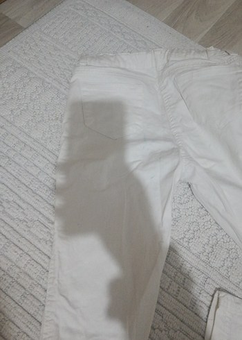 Beyaz Kemerli kız çocuk Keten Pantolon - Görsel 4