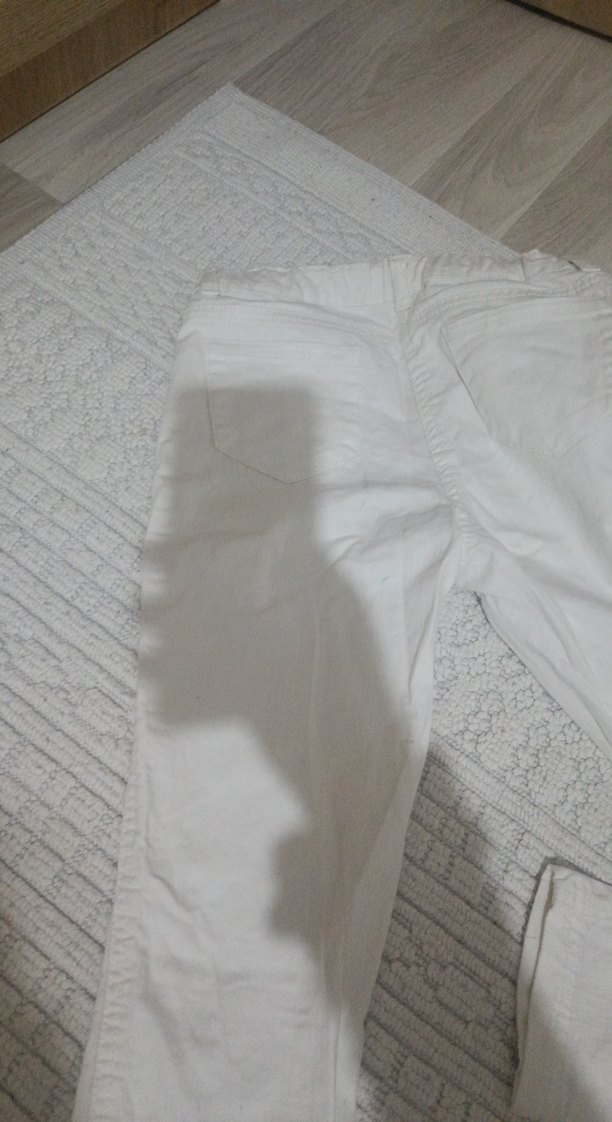 Beyaz Kemerli kız çocuk Keten Pantolon - Görsel 4