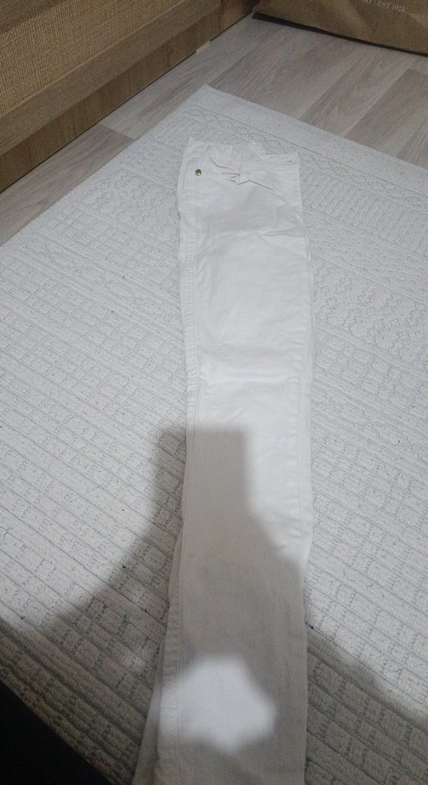 Beyaz Kemerli kız çocuk Keten Pantolon - Görsel 3