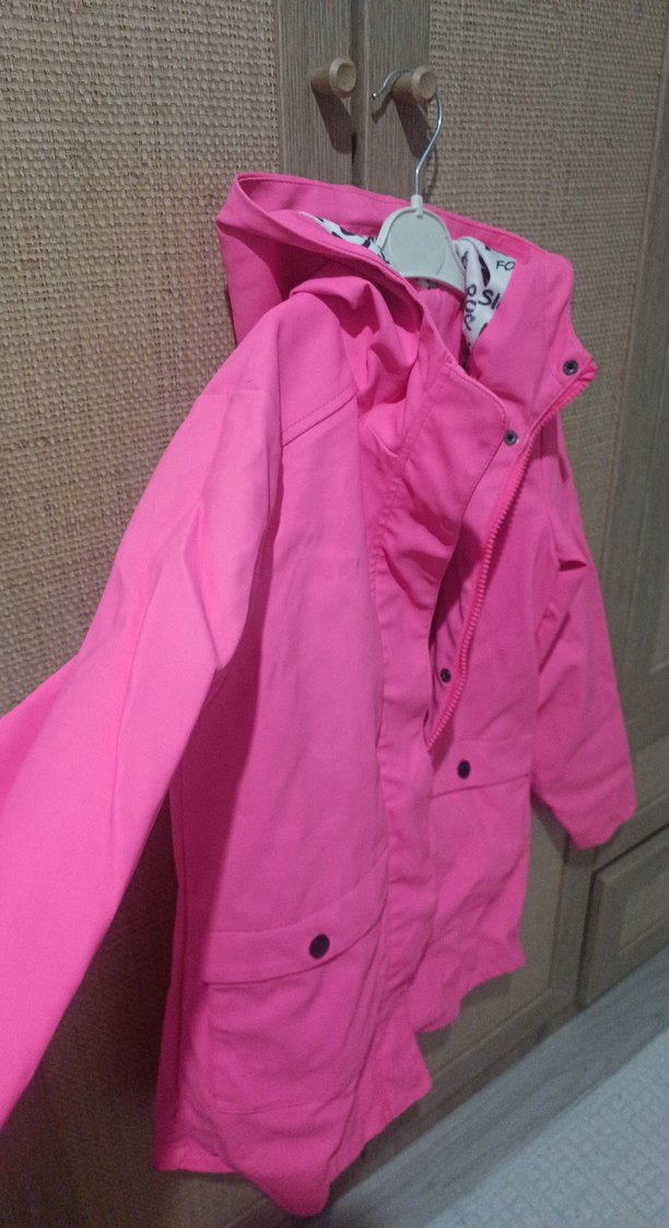 Pembe Kız Çocuk Kapüşonlu Fermuarlı Yağmurluk - Görsel 3