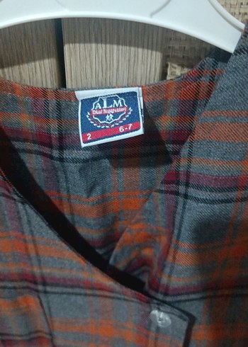 Düğmeli Kız Çocuk Gri Ekose Yelek - Görsel 2