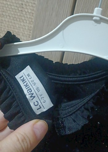 Kız Çocuk Siyah Parlak Kısa Kollu Elbise - Görsel 3