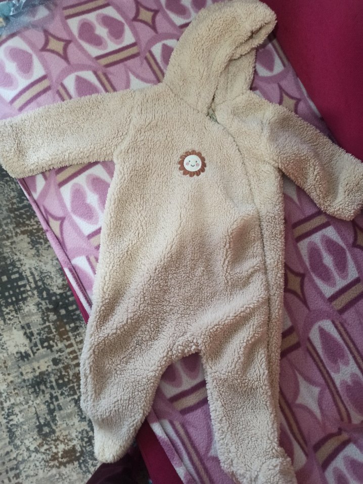 Kapüşonlu Kürklü Bebek Kız Tulumu - Görsel 2