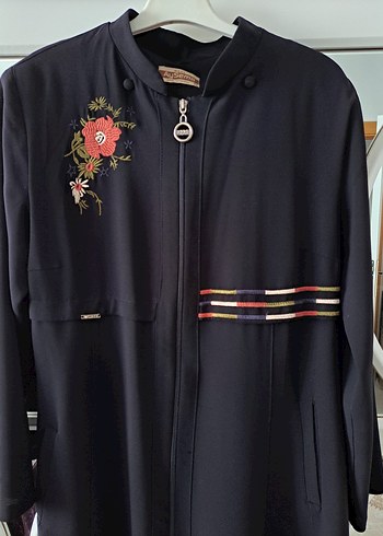 Nakış Detaylı Siyah Uzun Kadın ferace - Görsel 2