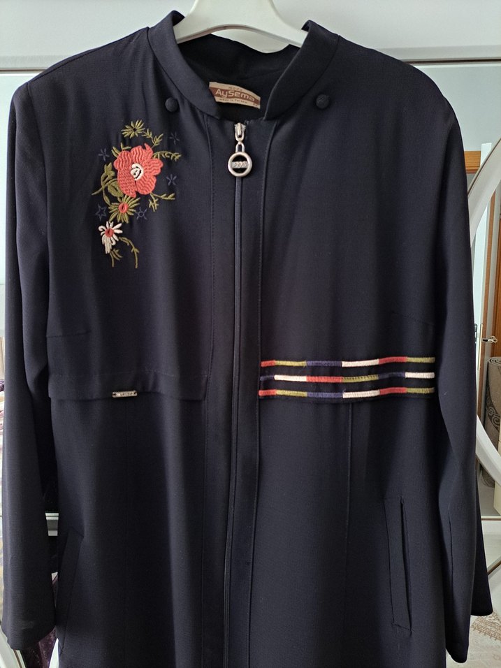 Nakış Detaylı Siyah Uzun Kadın ferace - Görsel 2