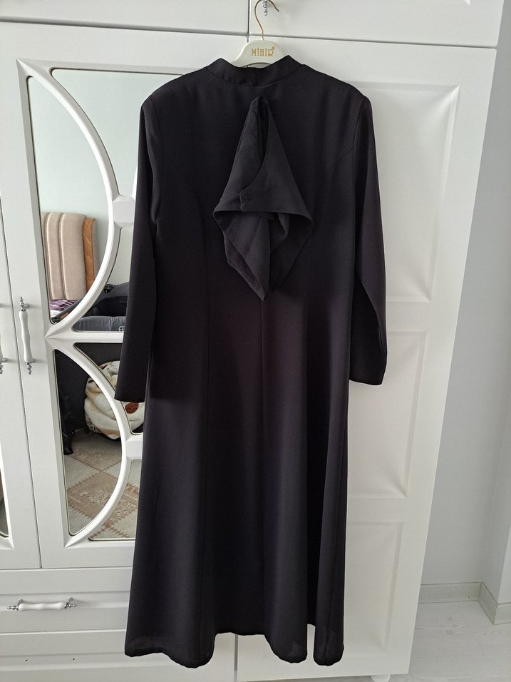 Nakış Detaylı Siyah Uzun Kadın ferace - Görsel 3