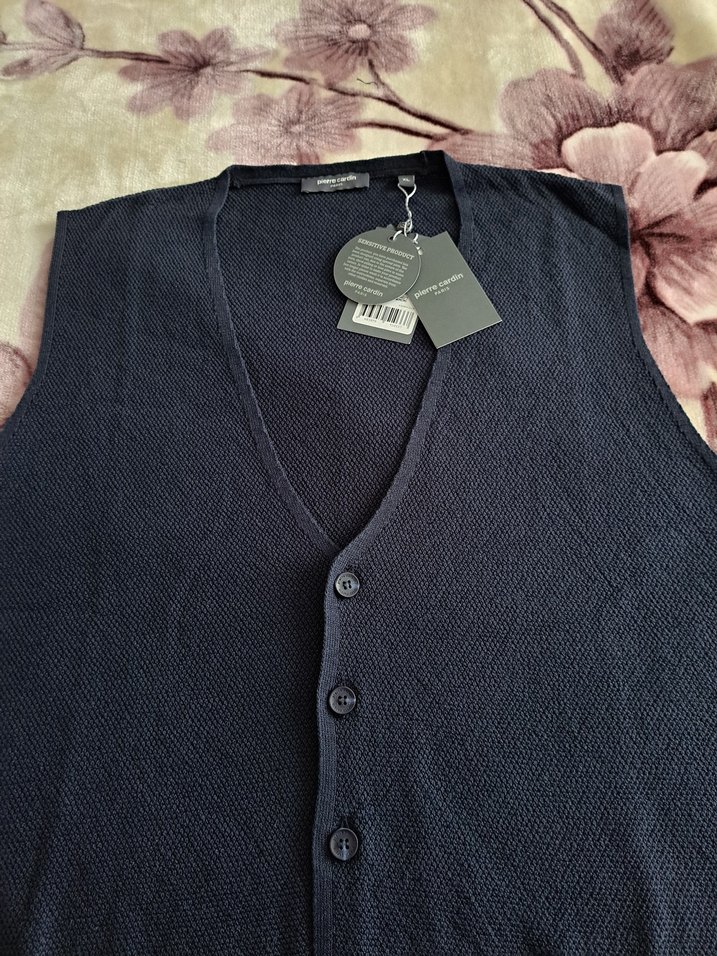 Düğmeli V Yaka erkek Triko yelek - Görsel 3