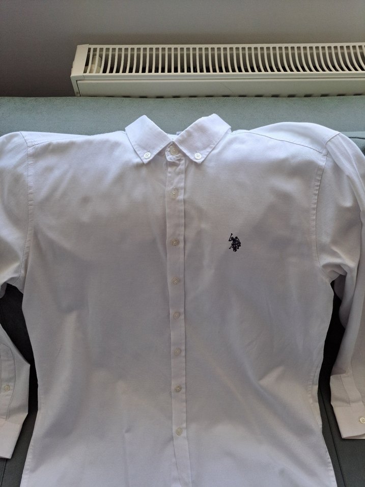 Erkek Beyaz uzunKollu Polo Yaka Gömlek - Görsel 2