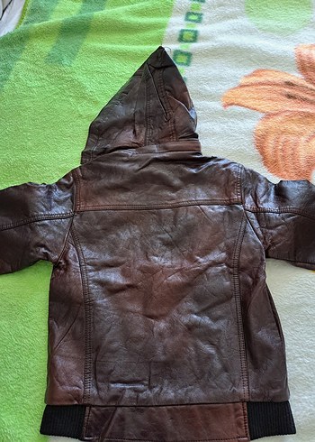 Kahverengi Deri Biker Mont Kapüşonlu - Görsel 3