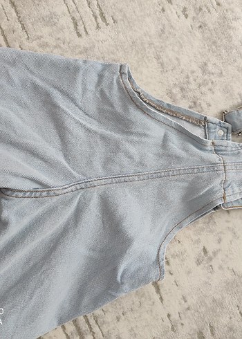 Gri Nakışlı Erkek Çocuk Kot Salopet - Görsel 3