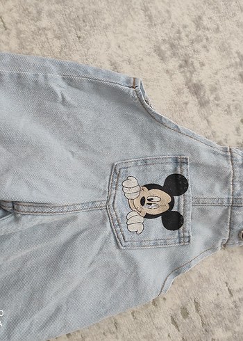 Gri Nakışlı Erkek Çocuk Kot Salopet - Görsel 4