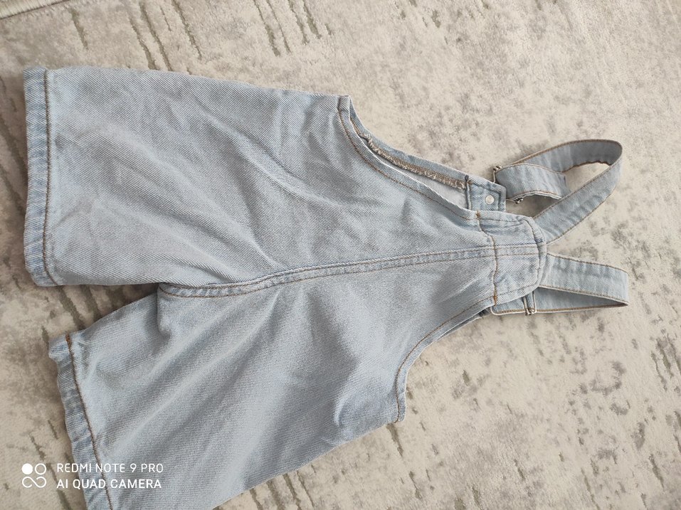 Gri Nakışlı Erkek Çocuk Kot Salopet - Görsel 3