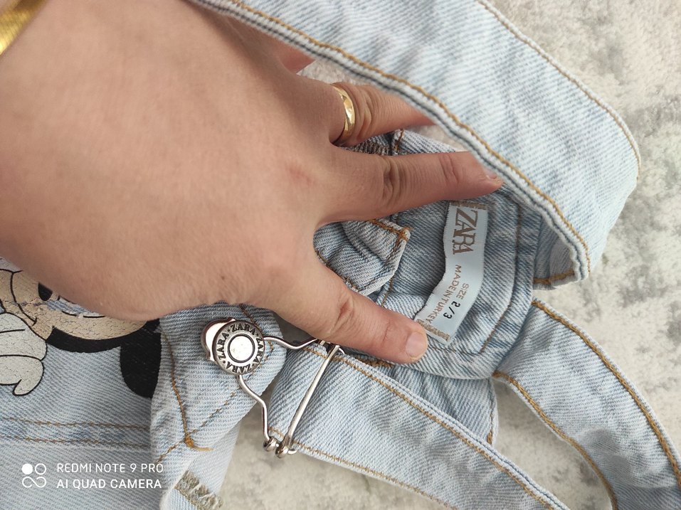 Gri Nakışlı Erkek Çocuk Kot Salopet - Görsel 2