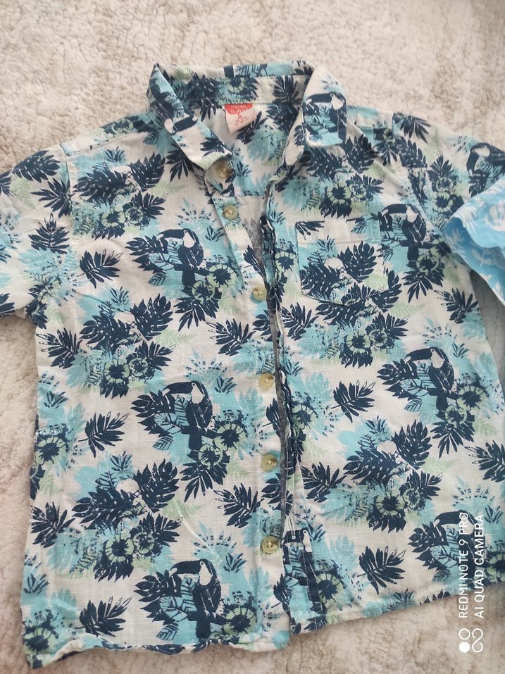 Erkek Çocuk Kısa Kollu Mavi Desenli Gömlek - Görsel 2