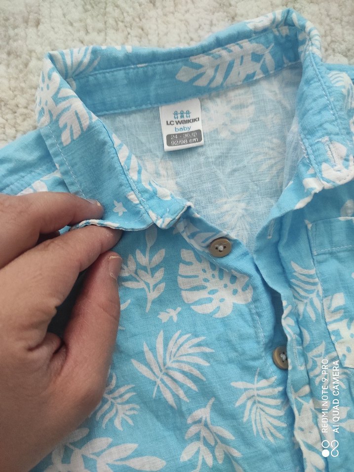 Erkek Çocuk Kısa Kollu Mavi Desenli Gömlek - Görsel 5