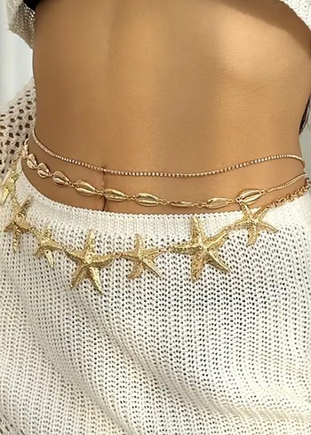 Bershka Yıldızlı Gold Altın kemer