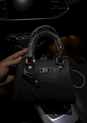 Vakko 20 cm speedy Siyah Deri Yılan Desenli Tokalı Kadın Çanta