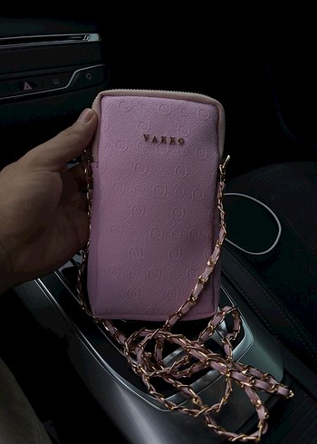Vakko Telefonluk Pembe Zincir Detaylı Deri Kadın Çanta