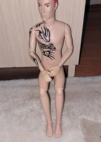 Turuncu Saçlı Dövmeli Ful Eklemli Erkek Bebek Ken - Görsel 6