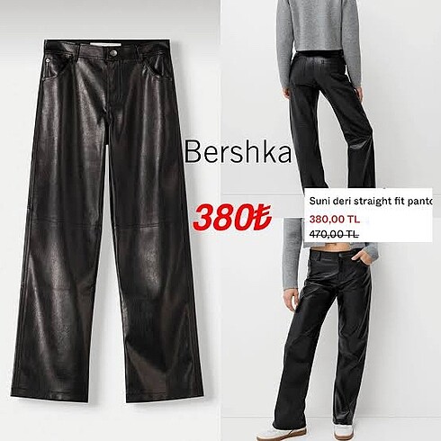 BERSHKA STRAİGHT FİT DERİ PANTOLON