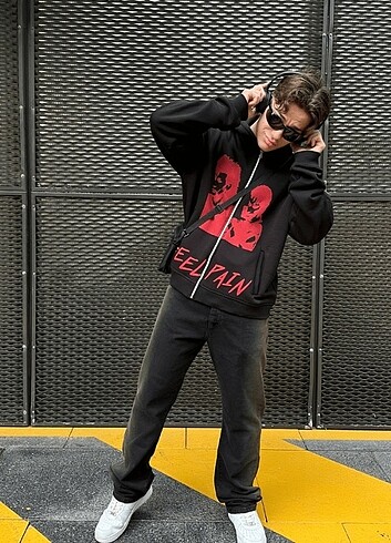 Diğer Feelpain Baskılı Oversize Premium Zip