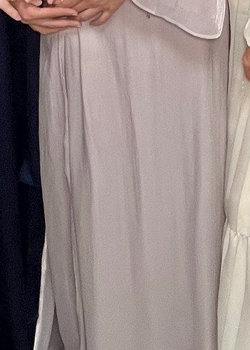 Drapeli  krem lila Uzun Gelinlik - Görsel 4