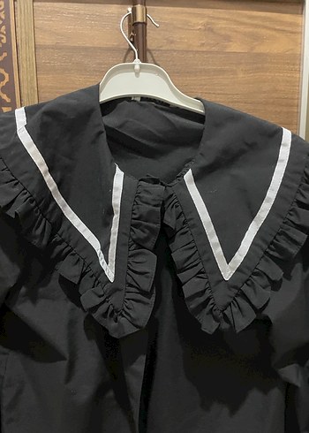 Fırfırlı Siyah Gotik Kadın Gömlek - Görsel 3