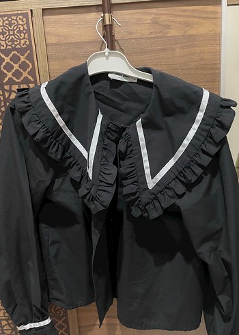 Fırfırlı Siyah Gotik Kadın Gömlek - Görsel 2