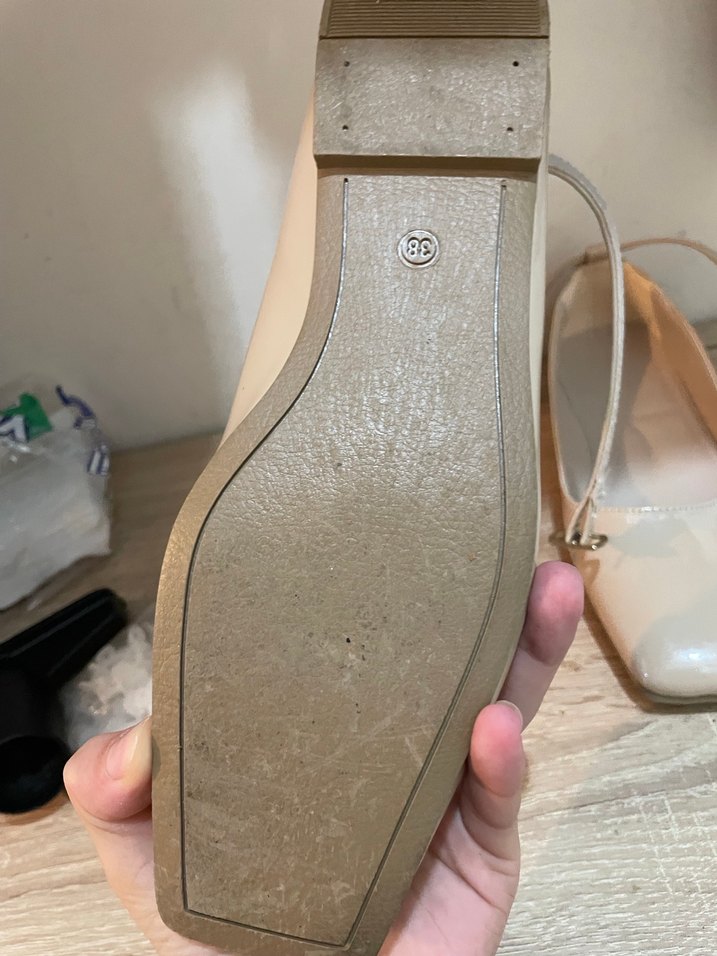 Bej, Tokalı, Stiletto Topuklu Kadın Babet - Görsel 2