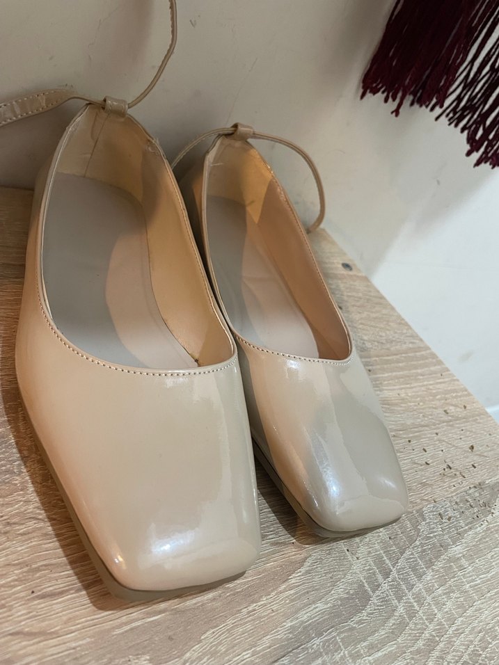 Bej, Tokalı, Stiletto Topuklu Kadın Babet - Görsel 3