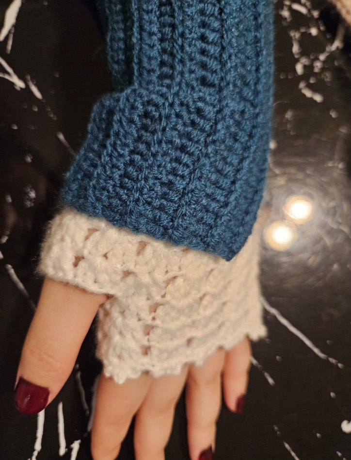 Kadın Örgü Bohem Turkuaz Eldiven - Görsel 2