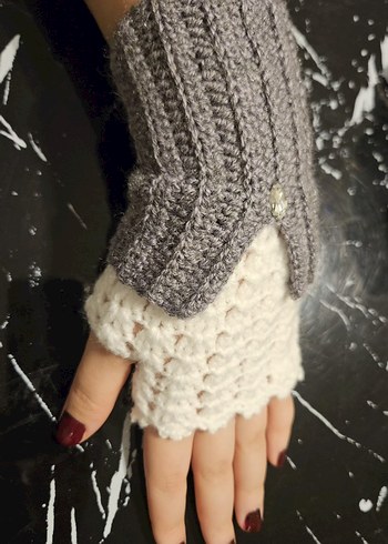 Gri Örgü Kadın Eldiven - Görsel 2