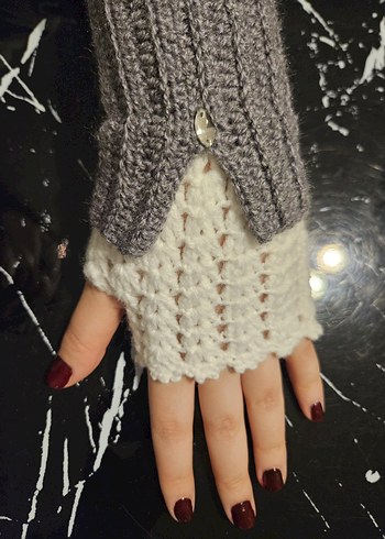 Gri Örgü Kadın Eldiven - Görsel 3