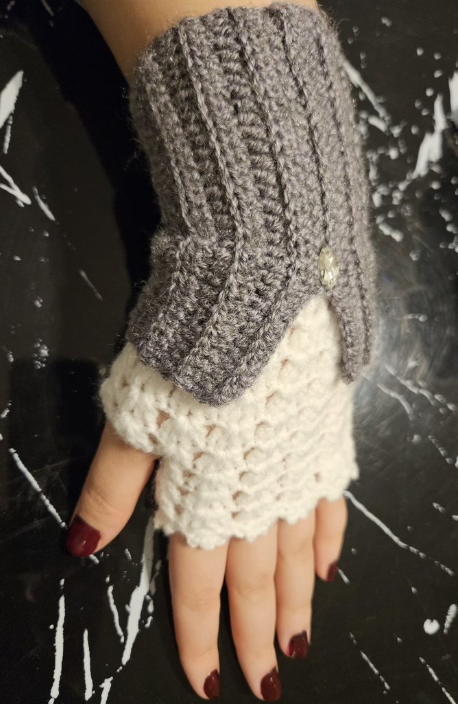 Gri Örgü Kadın Eldiven - Görsel 2
