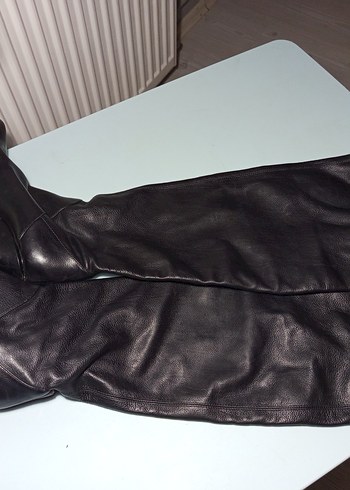 Siyah Deri Biker Dizüstü Çizme